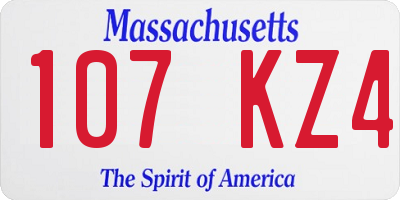 MA license plate 107KZ4