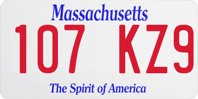 MA license plate 107KZ9