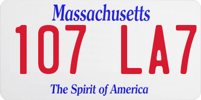 MA license plate 107LA7