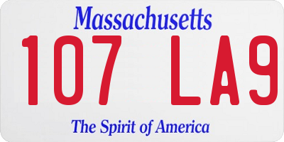MA license plate 107LA9