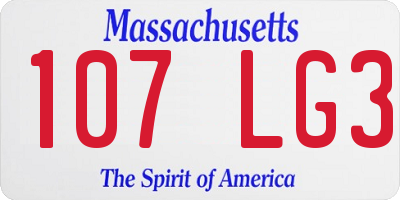 MA license plate 107LG3