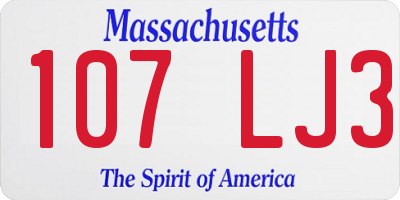 MA license plate 107LJ3