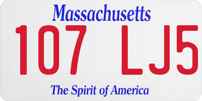 MA license plate 107LJ5