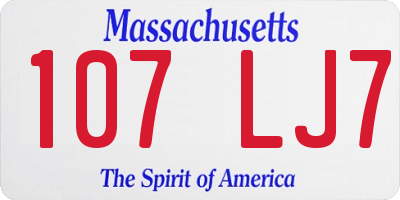 MA license plate 107LJ7