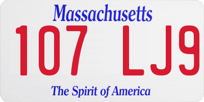 MA license plate 107LJ9