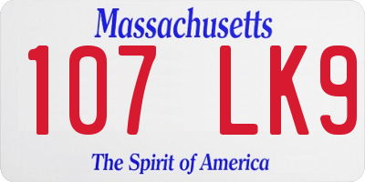 MA license plate 107LK9