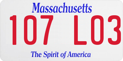MA license plate 107LO3