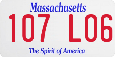 MA license plate 107LO6