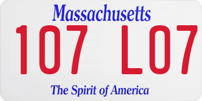 MA license plate 107LO7