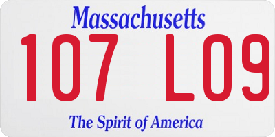 MA license plate 107LO9