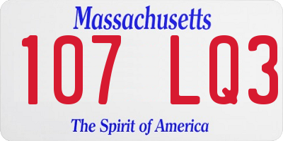 MA license plate 107LQ3