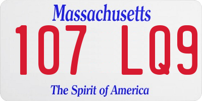 MA license plate 107LQ9