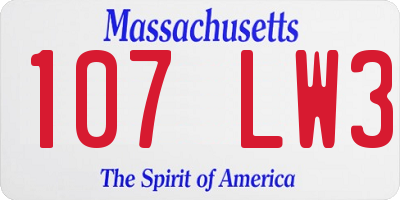 MA license plate 107LW3