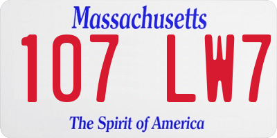 MA license plate 107LW7