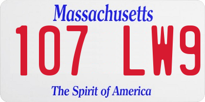MA license plate 107LW9