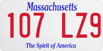 MA license plate 107LZ9