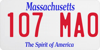 MA license plate 107MA0