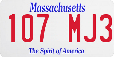 MA license plate 107MJ3