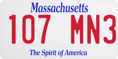 MA license plate 107MN3