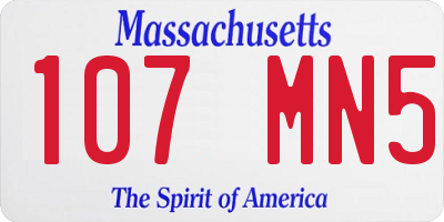 MA license plate 107MN5