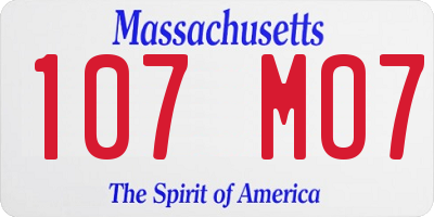 MA license plate 107MO7