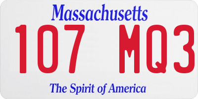 MA license plate 107MQ3