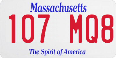 MA license plate 107MQ8