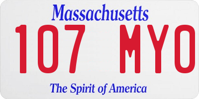 MA license plate 107MY0