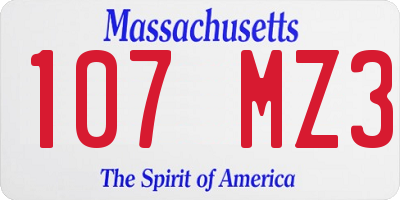 MA license plate 107MZ3