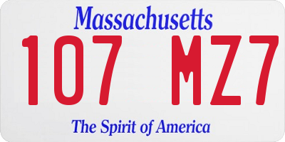 MA license plate 107MZ7