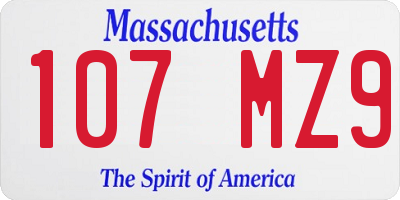 MA license plate 107MZ9