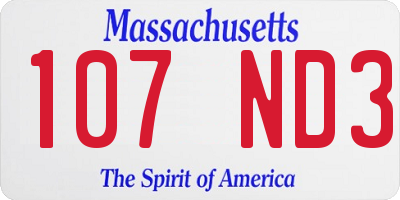 MA license plate 107ND3