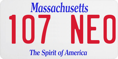 MA license plate 107NE0