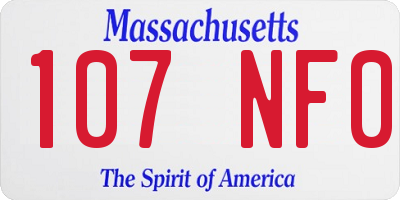 MA license plate 107NF0