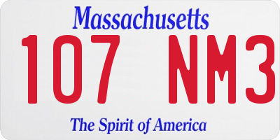 MA license plate 107NM3