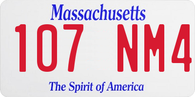 MA license plate 107NM4