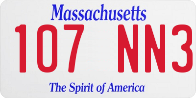 MA license plate 107NN3