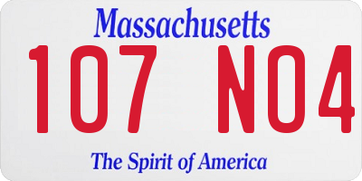 MA license plate 107NO4