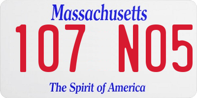 MA license plate 107NO5