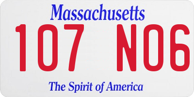 MA license plate 107NO6
