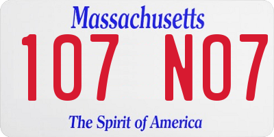 MA license plate 107NO7
