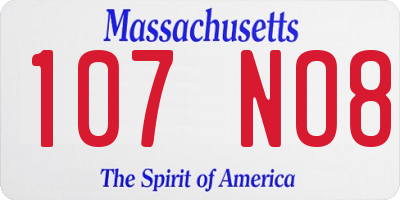 MA license plate 107NO8