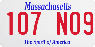 MA license plate 107NO9