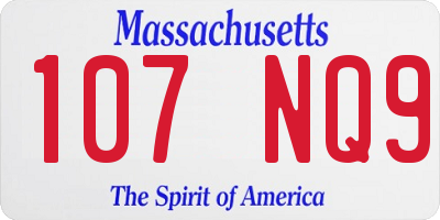 MA license plate 107NQ9
