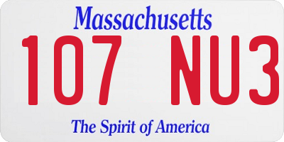 MA license plate 107NU3