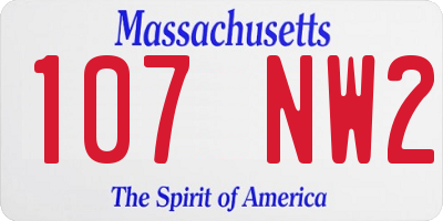 MA license plate 107NW2