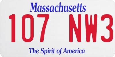 MA license plate 107NW3