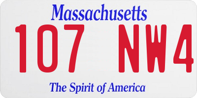 MA license plate 107NW4