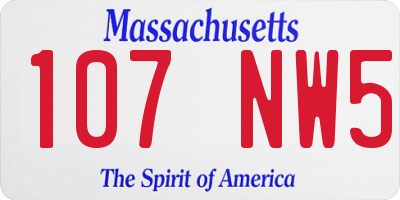 MA license plate 107NW5