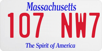 MA license plate 107NW7